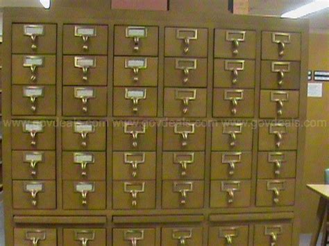 72 Drawer Library Index Card Catalog File Wood Cabinet Govdeals