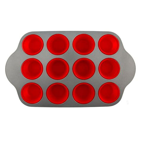 Silicone Muffin Pan With Steel Frame 12 Cups Full Size Professional