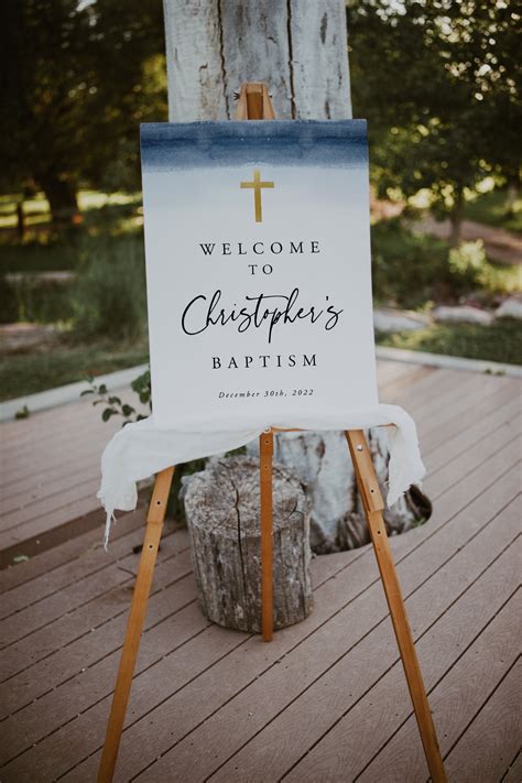 Baptism Welcome Sign Template Blue Watercolor Baptism Etsy Australia