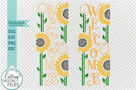 Summer Welcome Sunflowers Vertical Porch Sign Svg Dxf Files 556476