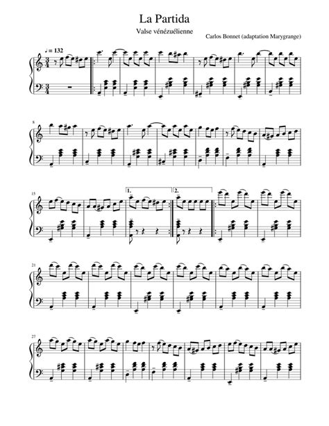 La Partida Sheet Music For Piano Download Free In Pdf Or Midi