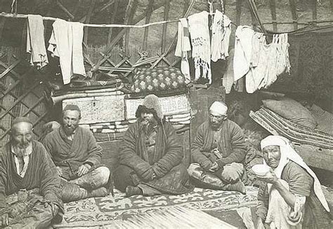Men And Woman In Summer Yurt Kazakhs Early 20th Century Middle Ages