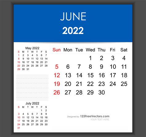 Free Editable June 2022 Calendar Template