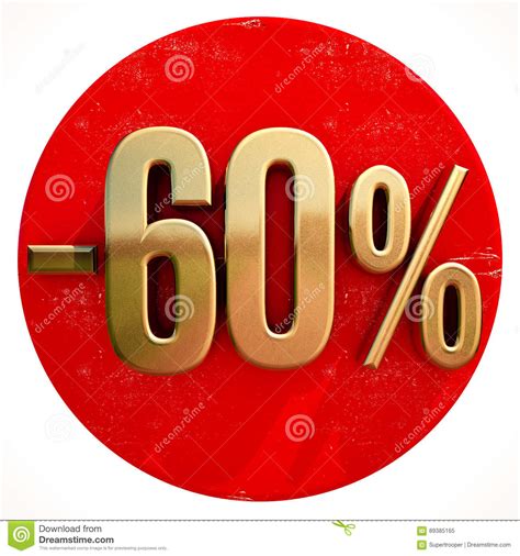 Gold 60 Percent Sign On Red Stock Illustration Illustration Of Card