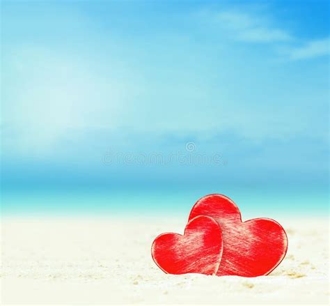 Two Hearts On The Summer Beach Stock Photo Image Of Leisure Beach