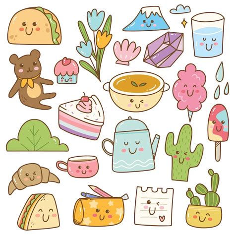 Premium Vector Set Of Kawaii Doodles Cute Stickers Fashion Patches