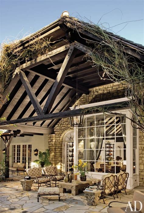 The Rustic Outdoor Living Area Of Kelsey Grammers Bel Air Home