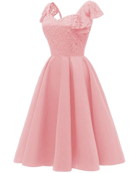 Vintage Short Pink Prom Dress For Teens With Ruffle Straps Pink