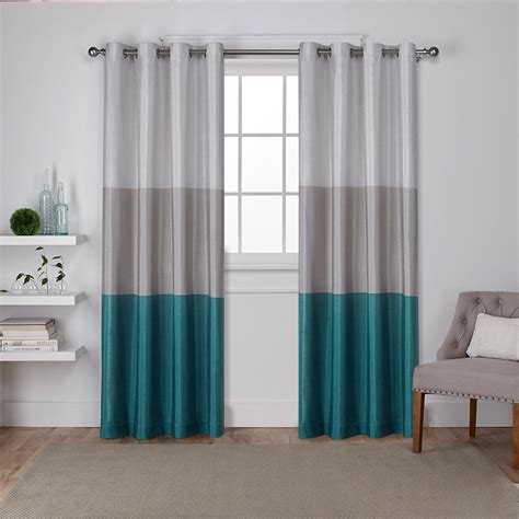 See our stunning range of teal bedroom curtains. Chateau 54 in. W x 84 in. L Faux Silk Grommet Top Curtain ...