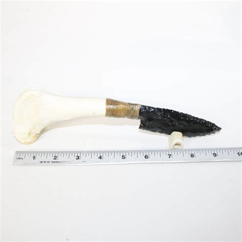 Deer Bone Handle Obsidian Blade Ornamental Knife 4116 Mountain Man Knife