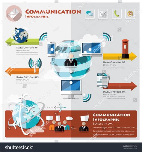 Communication Connection Infographic Design Template Stock Vector