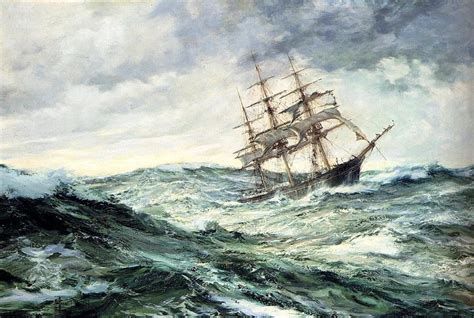 Montague Dawson A Ship In Stormy Seas Painting Framed Paintings For