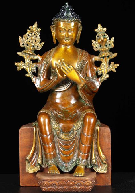 Sold Brass Seated Maitreya Buddha 16 62bs81 Hindu Gods And Buddha
