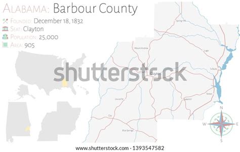 Large Detailed Map Barbour County Alabama Stock Vector Royalty Free