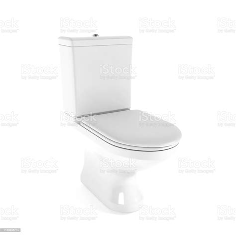 Toilet White Porcelain Flush Toilet With Closed Seat 3d Rendering