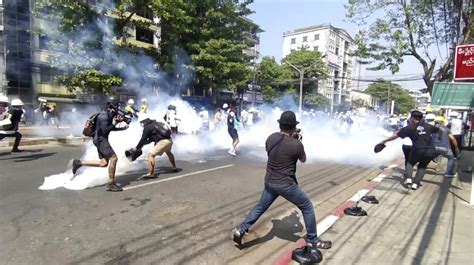 Myanmar Protesters Defy Fatal Shootings Tear Gas The Standard