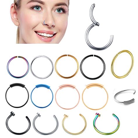 Tiancifbyjs Steel Clicker Segment Nose Hoop Ring G Body Jewelry Helix