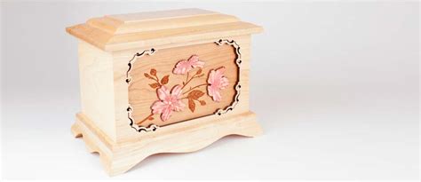 Cherry Blossoms Wood Cremation Urns With Inlay Art Urns Online