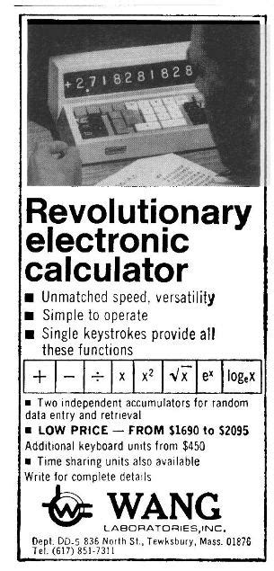 Ad Archive Revolutionary Electronic Calculator Wang 300 Series