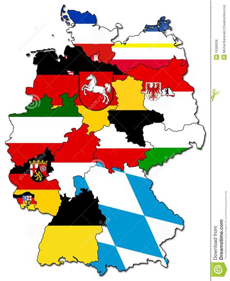 Buurland duitsland behoort al jarenlang tot de populairste vakantiebestemmingen onder nederlandse toeristen. Duitse provincies (staten) stock illustratie. Illustratie ...