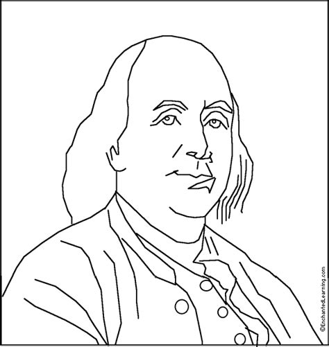 Benjamin Franklin Drawing Sketch Coloring Page