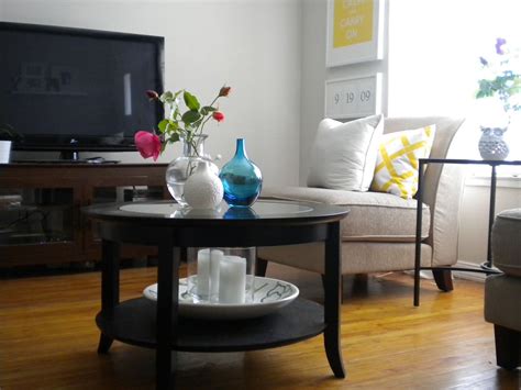 Beautiful Espresso Round Coffee Table Storage Feat Gray Upholstered