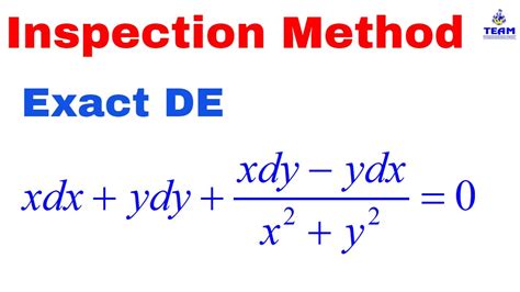 Inspection Method Exact Differential Equations Method Youtube