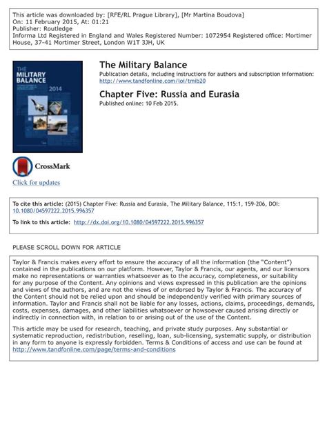 The Military Balance Chapter Five Russia And Eurasia Docslib
