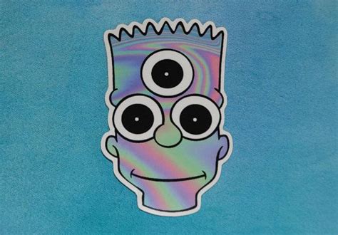 Trippy Bart Sticker Psychedelic Tumblr Aesthetic Skateboard The