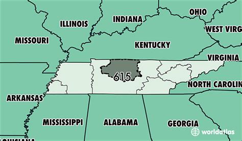 Where Is Area Code 615 Map Of Area Code 615 Nashville Tn Area Code
