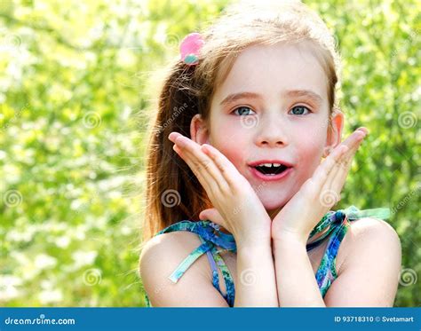 Portrait Of Adorable Smiling Little Girl Outdoor Stock Photo Image Of