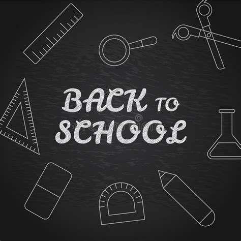 Hand Drawn Welcome Back To School Background With School Tools Stock