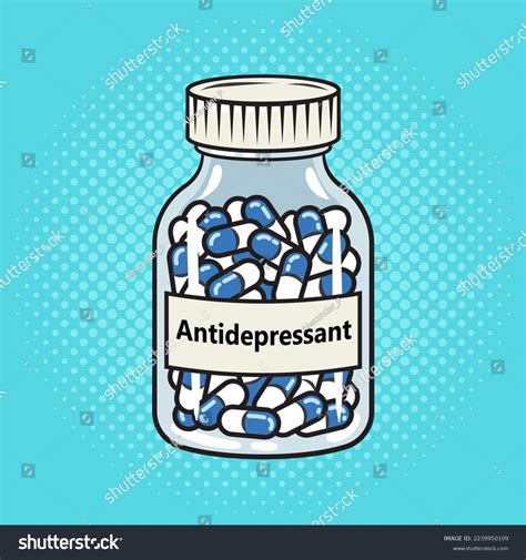 Bottle Antidepressants Pills Drugs Pinup Pop Stock Vector Royalty Free