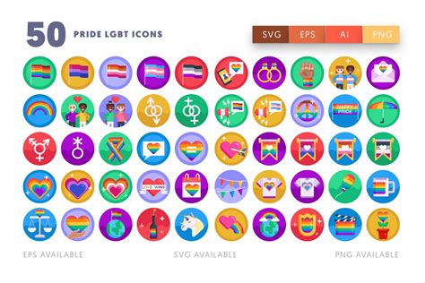 50 pride lgbt icons masterbundles