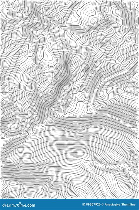 Vector Abstract Earth Relief Map Generated Conceptual Elevation Map