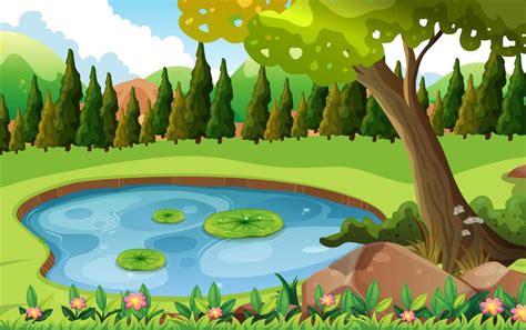 Cartoon Pond Scene