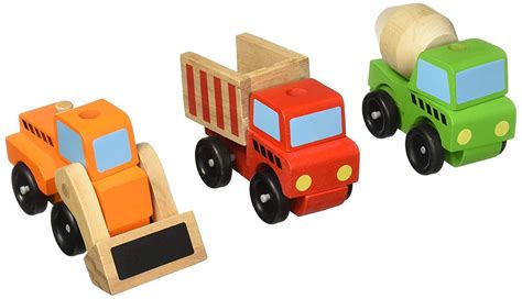 Melissa And Doug Stacking Construction Vehicles Wooden Toy Ebay