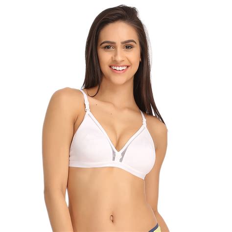 Buy Cotton Non Wired Non Padded Bra In White With Detachable Straps