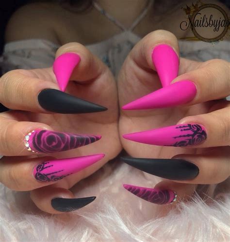 30 Incredible Acrylic Black Nail Art Designs Ideas For Long Nails Page 26 Of 30 Fashionsum