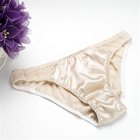 Real Silk Low Waist Panties Women 100 Mulberry Silk Sexy Breathable Lace Briefs M L Xl Xxl Free