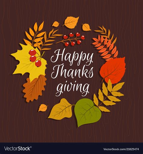 Happy Thanksgiving Autumn Leaves November Nature Vector Image