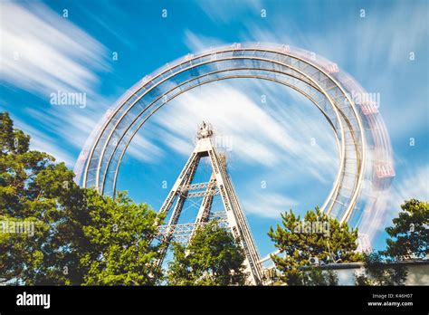 Wiener Riesenrad Long Exposure Of Famous Ferris Wheel At Prater In