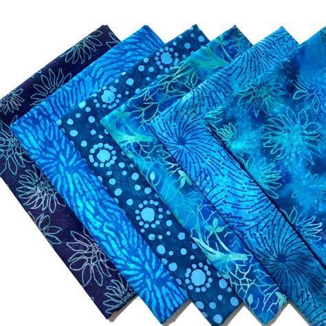 Batik Blues Fat Quarter Fabric Bundle From Lincoln Crafts