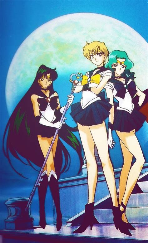 Outer Senshi Sailor Plutouranus And Neptune Sailor Chibi Moon
