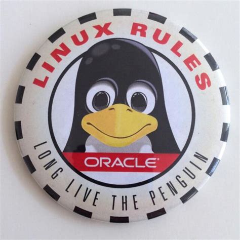 Tux The Linux Penguin Promotional Button Linux Rules Oracle Ebay