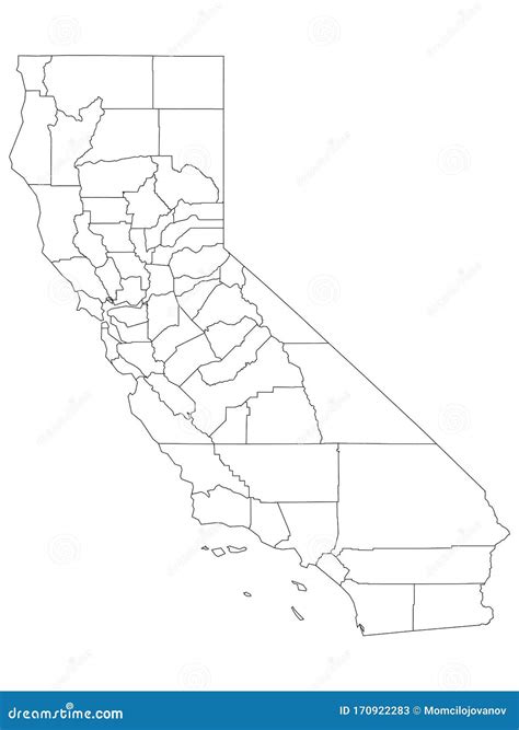 Counties Map Of Us State Of California Stock Vector Illustration Of