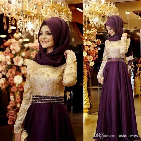 Arabic Wedding Dress Arabic Islamic Muslim Wedding Dresses Burgundy Lace Long Muslim Wedding
