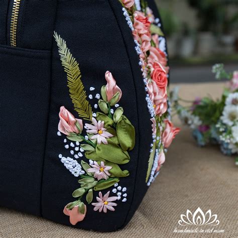 Embroidered Backpack Ribbon Embroidery Backpack Embroidery Etsy