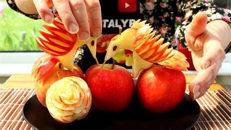 Italypaul Art In Fruit And Vegetable Carving Lessons Art In Apple Birds Fruit Carving Garnish