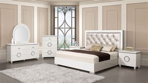 Vivaldi Pearl Leatherette White High Gloss Finish Bedroom Collection